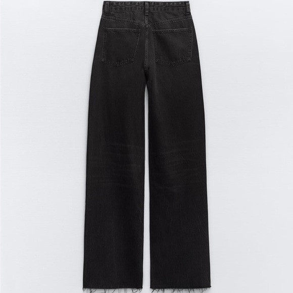 Zara High Rise Wide Leg Jeans Black - Picture 2 of 10